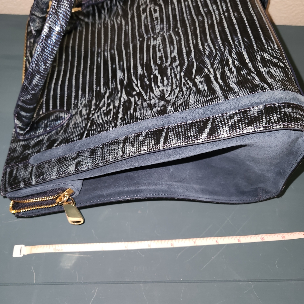 Brahmin Teal Green/Blue And Silvery Croc Embossed Shoulder Bag - Picture 8 of 8